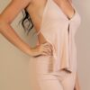 Split-Front Backless Halter & Flare Pants Set