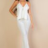 Split-Front Backless Halter & Flare Pants Set