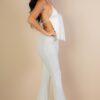 Split-Front Backless Halter & Flare Pants Set