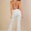 Split-Front Backless Halter & Flare Pants Set