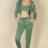 French Terry Cropped Cami Set with Zip-Up Jacket & Joggers