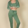 French Terry Cropped Cami Set with Zip-Up Jacket & Joggers