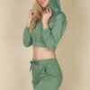 French Terry Cropped Cami Set with Zip-Up Jacket & Joggers
