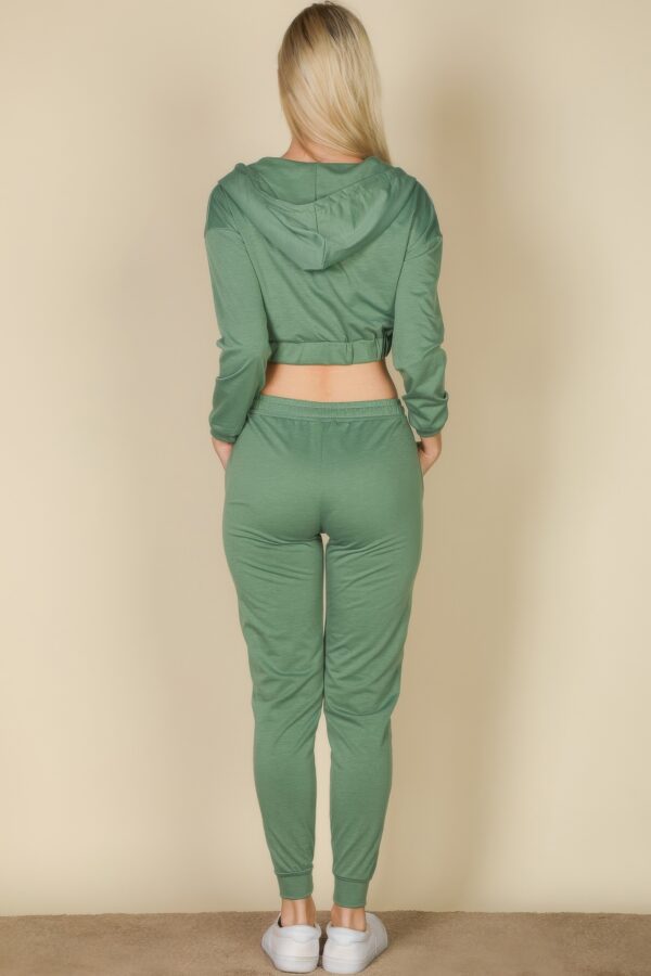 French Terry Cropped Cami Set with Zip-Up Jacket & Joggers