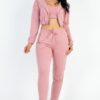French Terry Cropped Cami Set with Zip-Up Jacket & Joggers