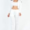 French Terry Cropped Cami Set with Zip-Up Jacket & Joggers