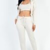 French Terry Cropped Cami Set with Zip-Up Jacket & Joggers