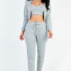 French Terry Cropped Cami Set with Zip-Up Jacket & Joggers