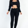French Terry Cropped Cami Set with Zip-Up Jacket & Joggers