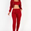 French Terry Cropped Cami Set with Zip-Up Jacket & Joggers