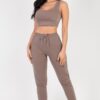 French Terry Cropped Tank & Joggers Set – Drawstring Waist