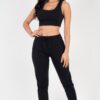 French Terry Cropped Tank & Joggers Set – Drawstring Waist