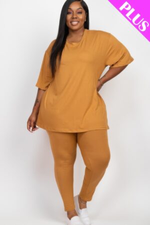 Plus Size Oversized T-shirt & Leggings Set – Stretch Jersey