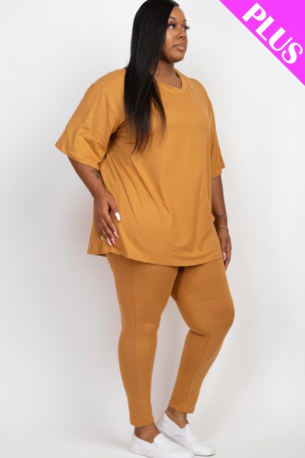 Plus Size Oversized T-shirt & Leggings Set – Stretch Jersey