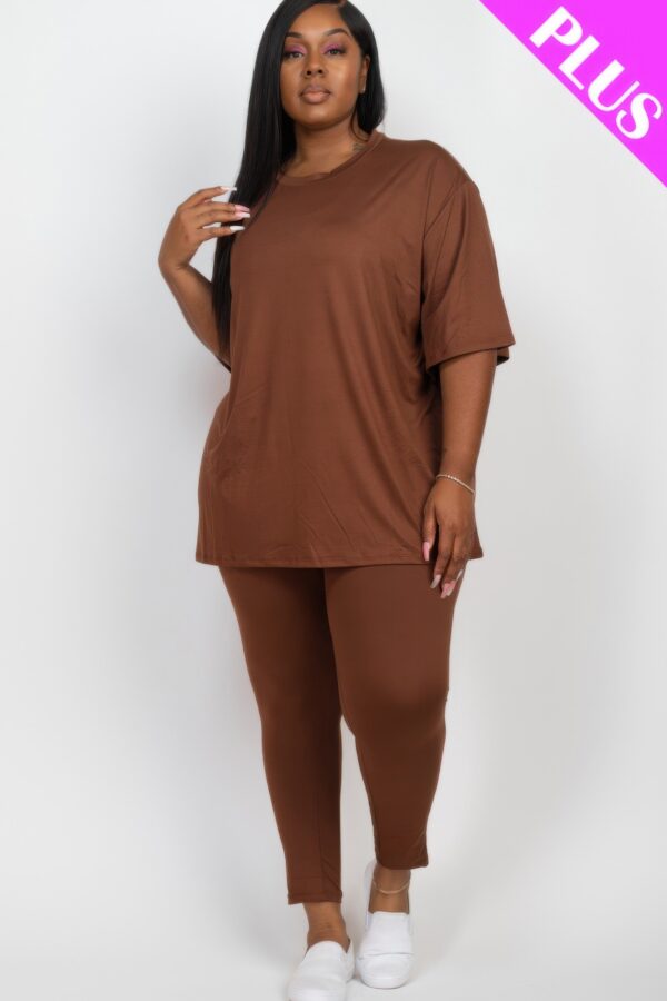 Plus Size Oversized T-shirt & Leggings Set – Stretch Jersey