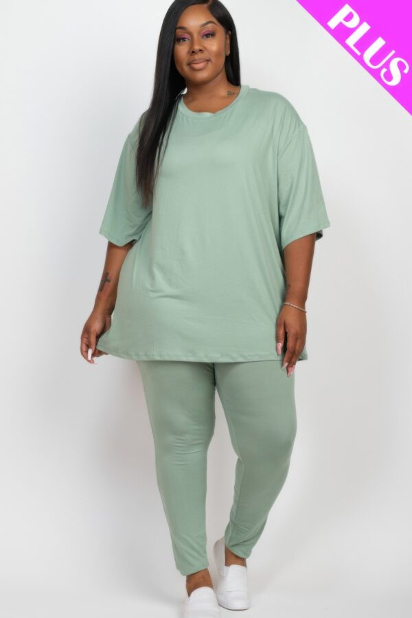 Plus Size Oversized T-shirt & Leggings Set – Stretch Jersey