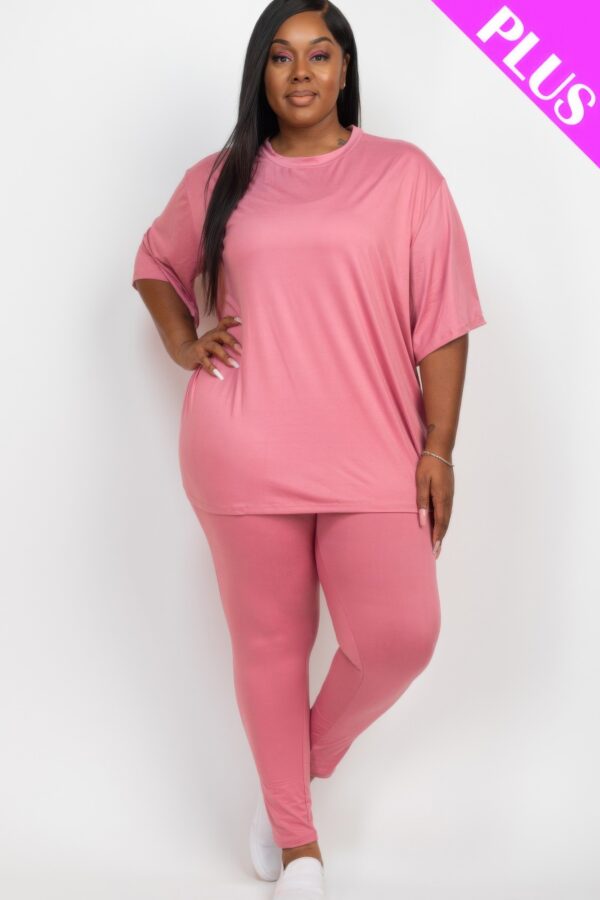 Plus Size Oversized T-shirt & Leggings Set – Stretch Jersey