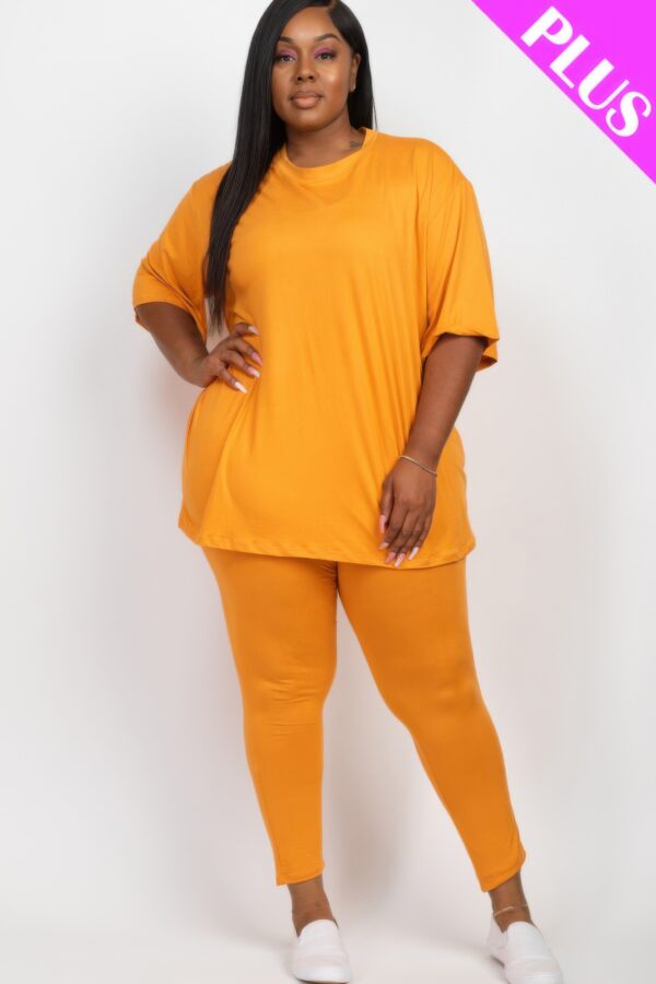 Plus Size Oversized T-shirt & Leggings Set – Stretch Jersey