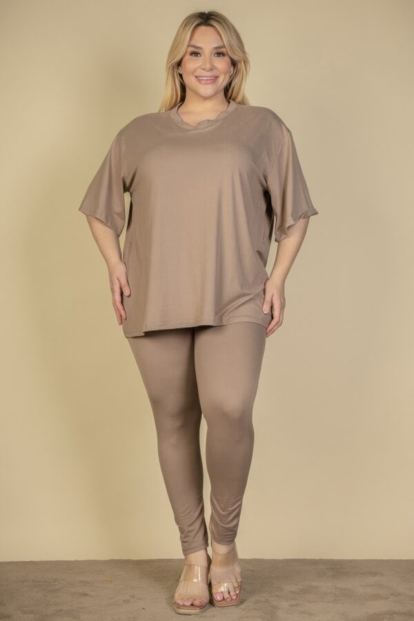 Plus Size Oversized T-shirt & Leggings Set – Stretch Jersey