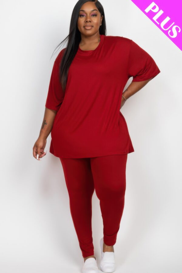 Plus Size Oversized T-shirt & Leggings Set – Stretch Jersey