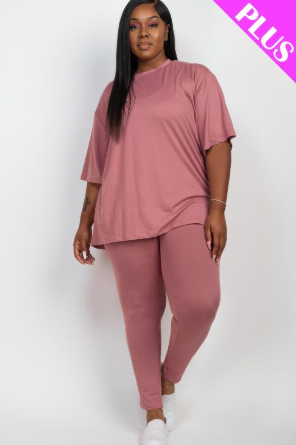 Plus Size Oversized T-shirt & Leggings Set – Stretch Jersey
