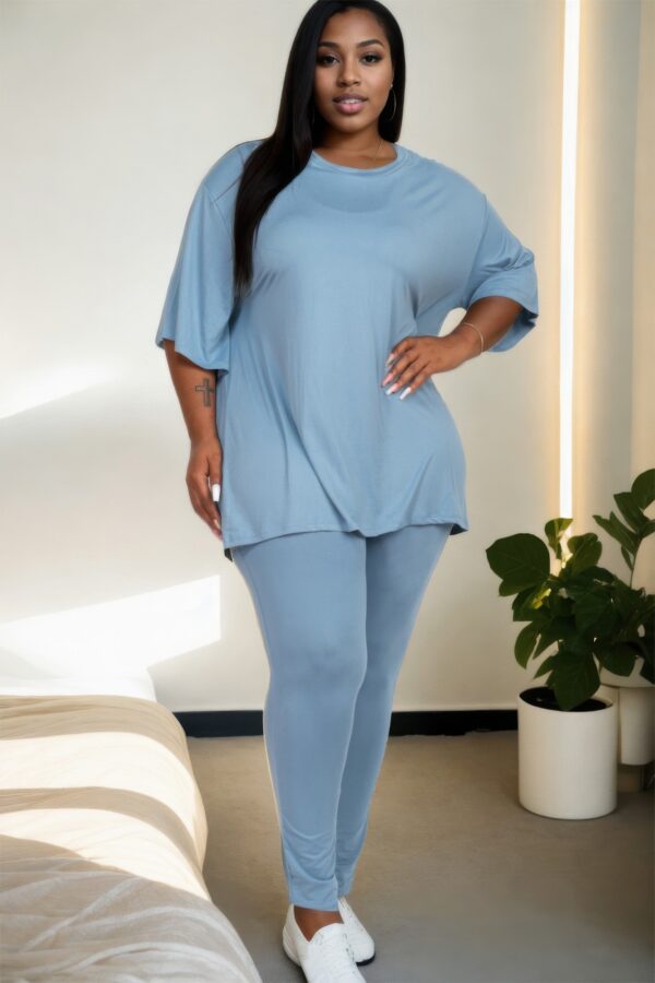 Plus Size Oversized T-shirt & Leggings Set – Stretch Jersey