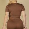 Plus Size Short Sleeve Crop Top & Lounge Shorts Set