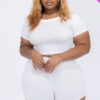 Plus Size Short Sleeve Crop Top & Lounge Shorts Set