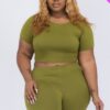 Plus Size Short Sleeve Crop Top & Lounge Shorts Set