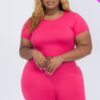 Plus Size Short Sleeve Crop Top & Lounge Shorts Set