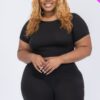 Plus Size Short Sleeve Crop Top & Lounge Shorts Set