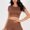Short Sleeve Crop Top & Shorts Set – Stretch Jersey