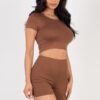 Short Sleeve Crop Top & Shorts Set – Stretch Jersey