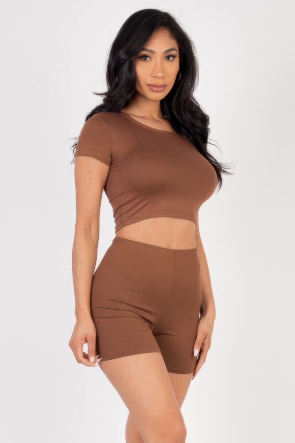 Short Sleeve Crop Top & Shorts Set – Stretch Jersey