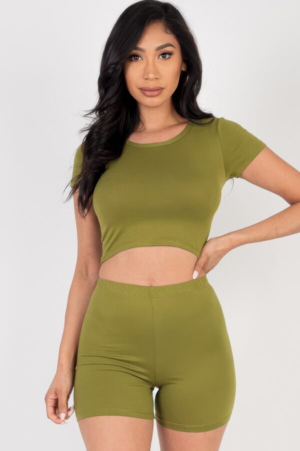 Short Sleeve Crop Top & Shorts Set – Stretch Jersey