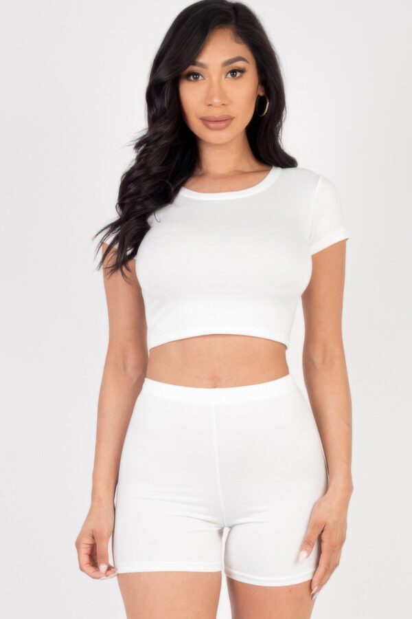 Short Sleeve Crop Top & Shorts Set – Stretch Jersey