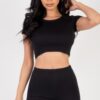 Short Sleeve Crop Top & Shorts Set – Stretch Jersey