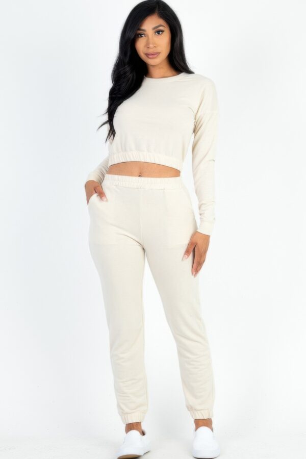French Terry Pullover & Jogger Set with Elastic Waist