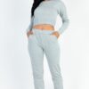French Terry Pullover & Jogger Set with Elastic Waist