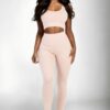 Ribbed Crop Top and High-Waist Leggings Set – Stretch Jersey