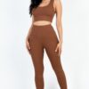 Ribbed Crop Top and High-Waist Leggings Set – Stretch Jersey