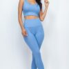 Ribbed Crop Top and High-Waist Leggings Set – Stretch Jersey