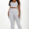 Ribbed Crop Top and High-Waist Leggings Set – Stretch Jersey
