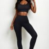 Ribbed Crop Top and High-Waist Leggings Set – Stretch Jersey