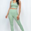 Ribbed Crop Top and High-Waist Leggings Set – Stretch Jersey