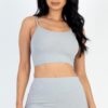 Ribbed Cami Crop & Ruched Shorts Set – Side Ruching