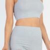 Ribbed Cami Crop & Ruched Shorts Set – Side Ruching