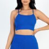 Ribbed Cami Crop & Ruched Shorts Set – Side Ruching