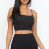 Ribbed Cami Crop & Ruched Shorts Set – Side Ruching