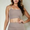 Ribbed Cami Crop & Ruched Shorts Set – Side Ruching